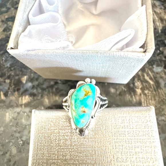 Artisan Crafted Royston Turquoise Solitaire Ring Sterling Silver 8.65ctw  SIZE 6 - Picture 2 of 12